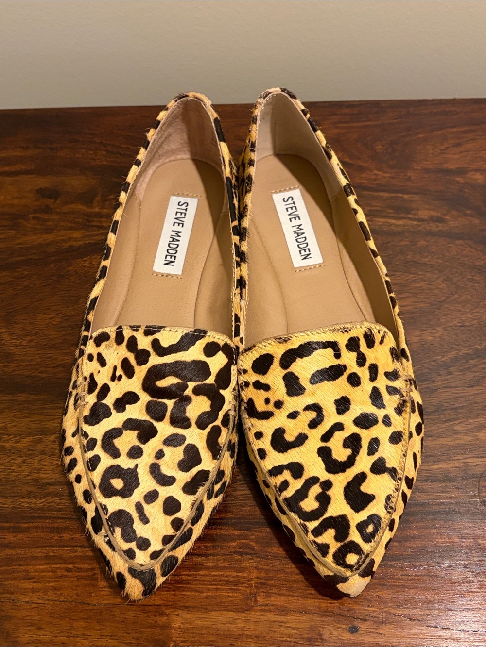 Steve Madden Yellow Leopard-Print Pointed Flats